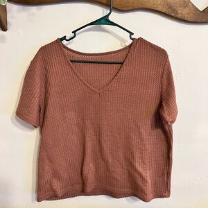 Women's V-Neck Textured Top - Rust